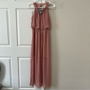 Y2K Sweet Storm Blush Embellished Sleeveless Maxi Dress - Small